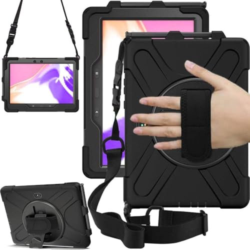 TECHGEAR X-Case fits Samsung Galaxy Tab Active 5 Pro 10.1 (SM-X350 / SM-X356B Series) Tough Rugged HEAVY DUTY Armour Shockproof Impact Case with 360 Stand, Hand & Shoulder Strap, Black