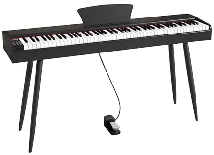 Piano digital con 88 teclas contrapesadas con acción de martillo, compatible con USB-MIDI y auriculares duales, piano electrónico for principiantes, profesional, con atril y pedal.(Black)