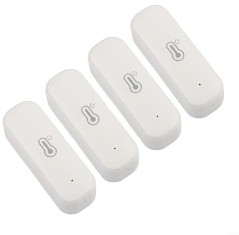 Oniissy Zigbee Drahtloses Temperatur- und Feuchtigkeitssensor, Hygrometer, Innen-Thermometer mit ± 1 °C und ± 5 % RH Genauigkeit, App-Alerts Datenexport, 4 Stück
