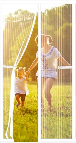 Magnetic Fly Screen Door 110 * 220cm, Heavy Duty Bug Mesh Curtain with Powerful Magnets,Keep Bugs Out Lets Fresh Air in