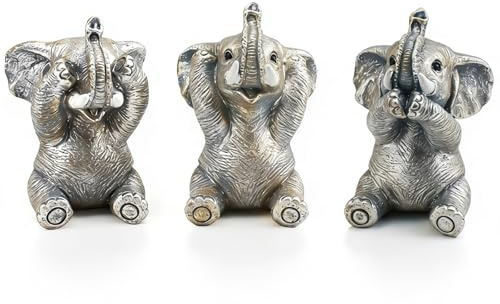 Irayin 3 Elefanten Deko, Elefant Statue Figure, Mama Geschenk, Elefanten Geschenke für Frauen, Dekoration für Wohnzimmer, Büro, Bücherregal, Schlafzimmer