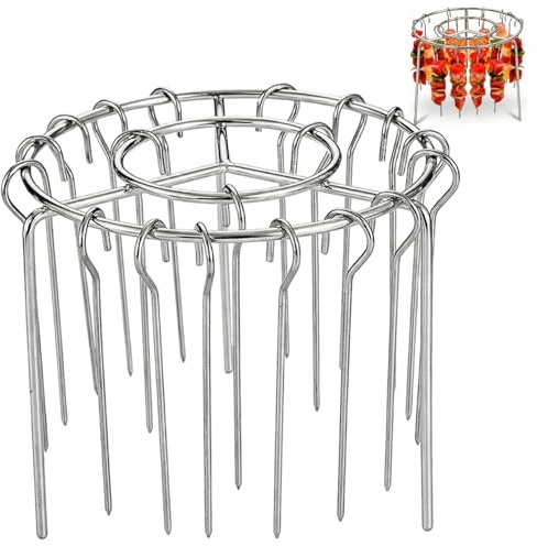 Support à brochettes pour friteuse à air, support kebab en acier inoxydable avec brochettes de viande rondes suspendues et verticales, outils de cuisine pour les dîners famille ou les banquets