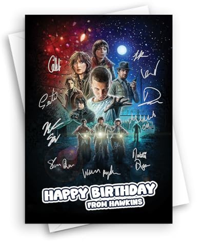 HWC Trading Cartes d'anniversaire pour fans de l'émission télévisée Stranger Things - A5 (ID-005724)