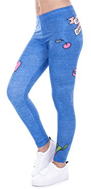 Alsino Damen Gym Leggings mit All-Over-Print Motiven - Größe: One Size - Stretch fähig, Kaktus Kirsche (LEG-116)
