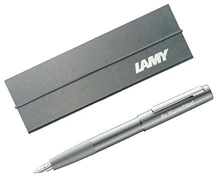 Lamy Füllhalter aion Modell 077, Farbe olivesilver (silber), inkl. Laser-Gravur (Feder B)