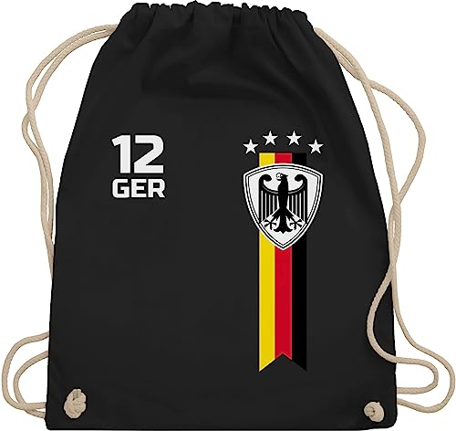 Turnbeutel Rucksack - WM Fan Deutschland - Unisize - Schwarz - em- fanartikel fußball tasche em german beutel 2024 europameisterschaft germany trainingsbeutel fußball-em fussball deutsche