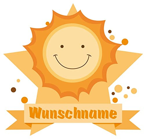 Samunshi® Sonne Aufkleber mit Namen Autoaufkleber Namensaufkleber Kinder - 10x8,8cm mehrfarbig