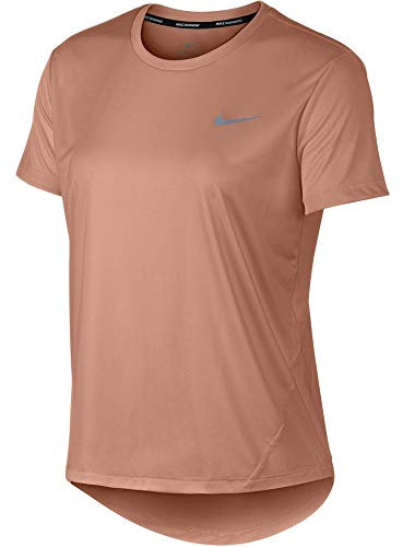 Nike W NK Miler Top SS Femme T-Shirts Femme Rose Gold/Reflective Silv FR : L (Taille Fabricant : L)