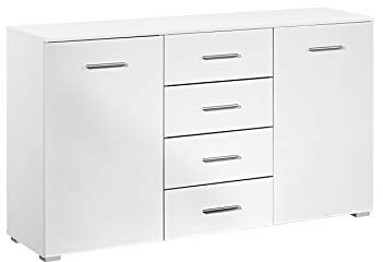 Rauch Möbel Flexx Schlafzimmer Kommode, Kommode 2-türig mit 4 Schubladen in Weiß, BxHxT 140 x 81 x 42 cm