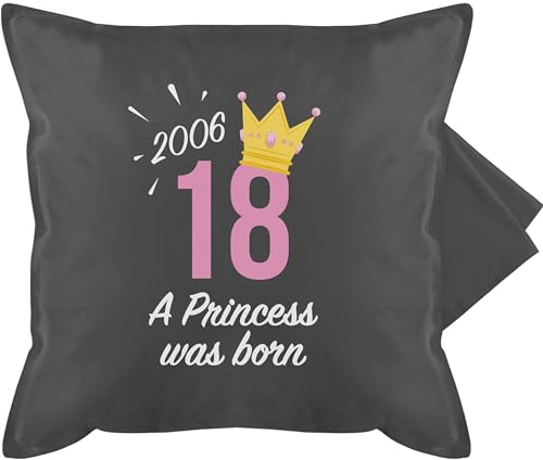 Shirtracer Kissenbezug - 18. Kissen - Achtzehnter Geburtstag Mädchen Princess 2007-50 x 50 cm - Grau - geburtstagskissen 18 Jahre Geschenke für 18-jährige 18ten 18- motivkissen Geschenk