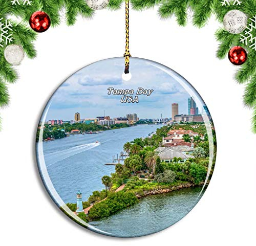 Weekino USA Amerika Tampa Bay Florida Weihnachtsdekoration Christbaumkugel Hängender Weihnachtsbaum Anhänger Dekor City Travel Souvenir Collection Porzellan 2,85 Zoll