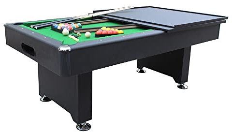 Mesa de comedor convertible, 212 x 118 x 86 cm, con respaldo de bolas automático, alfombra verde y accesorios incluidos