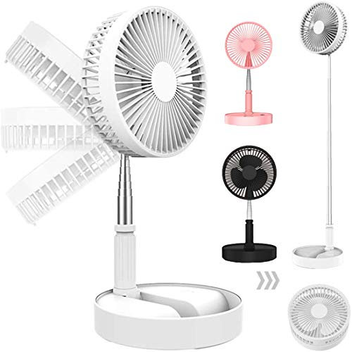 Ventilateur de bureau et de table portable rechargeable par USB, ventilateur de sol sur pied à hauteur réglable, mini ventilateur à piles, ventilateur de bureau personnel à 4 vitesses (Noir)