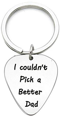 AMDXD Keychain Car, Anneaux Porte Clef Acier Inoxydable Plaque Militaire Gravure I couldn't Pick a Better Dad, Argent, 2.6 X 3.1CM
