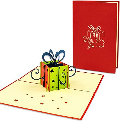 LINPOPUP®, LIN17811, POP UP Karte - 3D Geburtstagskarte mit PopUp Geschenk-Box - Jubiläumskarte - Glückwunsch-Karte - Überraschungs Klapp-Karte mit 3D Effekt, N125