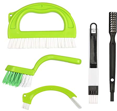 LOOPES 5PCS Cepillo Limpia Ventanas Limpieza Azulejos Limpiar Radiadores Coche Calefaccion Fondo Baldosas Lavabo Gresite Ranura Riel Teclado Baño Bañero Cocina Hogar Oficina Colegio Diseño 2 en 1.