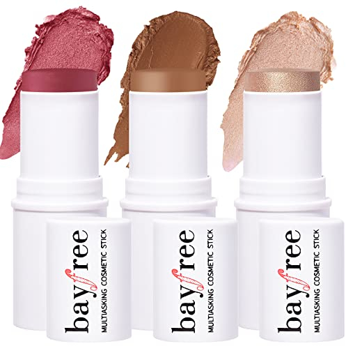 KIMUSE Cream Blush Stick, Highlighter & Contouring stick, Cremige Textur Mit Leuchtendem Finish,Vielseitig, einfach zu verwenden, Make-Up Für Jeden Hauttyp