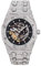 ICEDIAMOND 43MM Herren Full Lab Diamant Durchbrochene Handaufzug Automatik-Armbanduhr, Hip Hop vereiste Bling Zirkon Skelett Zifferblatt Luxusuhr (White) (Weiß)