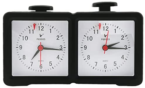 Geevorks Horloge d'échecs analogique à Quartz - Minuteur analogique Essentiel pour Jeux de société - 20,1 x 5,1 x 12,2 cm
