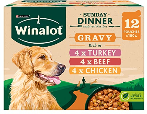 Winalot Sunday Dinner Wet Dog Food Pouches in Gravy 12x100g, Pack of 4