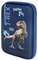 Federmappe Junge mit Namen | Motiv Dinosaurier T-Rex | Gefülltes & personalisiertes 3D Federmäppchen Schüleretui groß in blau