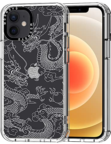 MOSNOVO für iPhone 12 / iPhone 12 Pro Hülle – Durchsichtige, schlanke, stoßfeste TPU+PC-Handyhülle, [6,6 Fuß Fallschutz/Anti-Abziehen] - Weißer Drache