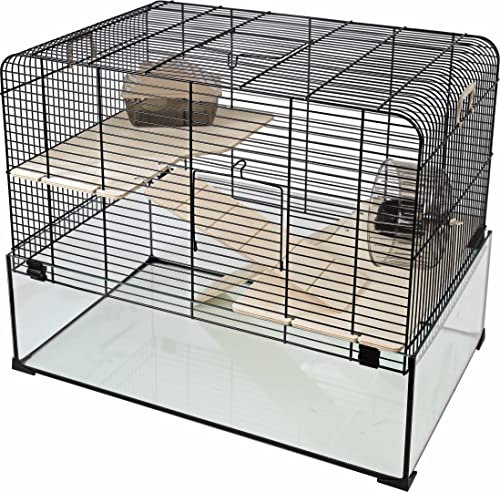 Boony Hamsterkäfig Vision 58 schwarz mit Glasschale 39,0 x 65,0 x 35,5 cm