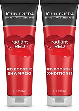 John Frieda Red Enhancing Shampoo & Conditioner Bundle, Radiant Red Shampoo & Conditioner für rotes Haar, hilft, rote Haartöne zu verstärken, mit Granatapfel und Vitamin E