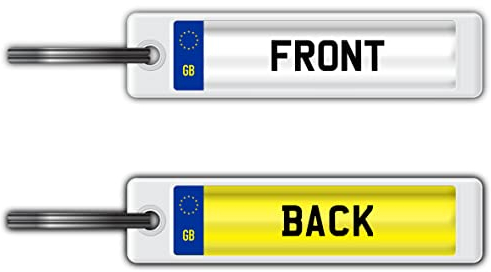 GB EU Personalised Registration Number Plate Keyring Any Name or Text