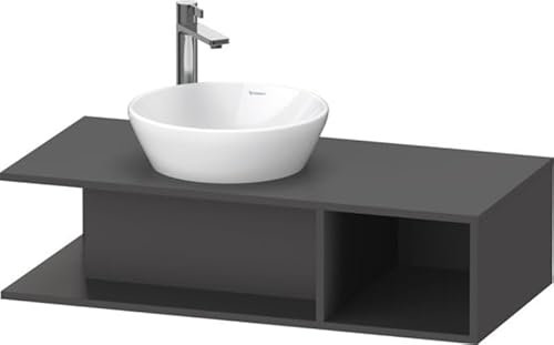 Duravit D-Neo, Waschtischunterbau wandhängend Compact, Breite 1000 x Tiefe 480mm, 1x offenes Fach seitlich rechts, DE491904949, Farbe: Graphit Matt Dekor