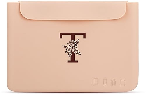Silicone Trousse Maquillage,Lettre Trousse de Toilette Femme Voyage,avancé Trousse de Toilette,Cadeaux d'anniversaire personnalisés pour Femmes,Portable Trousse Voyage (T)