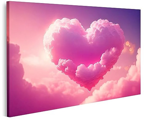 islandburner Bild auf Leinwand Rosa Wolke Form Valentines Herz Bilder Wandbilder Poster JDTX-1K