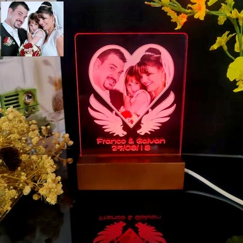 flowers Hua Personalisierte Geschenke 3d Foto Glas Lampe Fotogeschenke Bilder Personalisiertes Nachtlicht für Frauen Geschenk Weihnachten Valentinstag zum Jahrestag Geschenk(Stil 1)