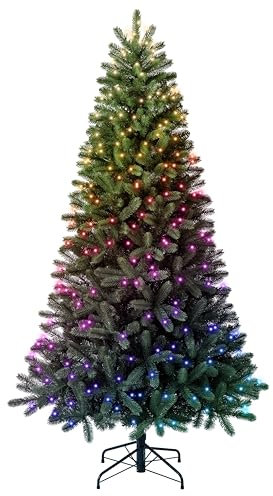 Twinkly Lichterbaum, 2,10 m, Künstlicher Weihnachtsbaum mit Kartierbaren LEDs, Tannenbaum mit 435 RGB-LEDs, Kompatibel mit Alexa und Google Home, Weihnachtsdekoration mit App-Steuerung, Grün