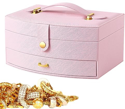 JINGAN Hair Accessories Organizer Box | Hair Tie Storage Hair Clip Holder | Portable Hair Clip Holder | Double Layer Hair Accessories Organizers With And Handle For Headband Hair Tie Rubber Bands