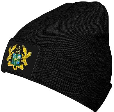 Peiyeety Wappen von Ghana Strickmütze Mütze Mann Damen Sport Warm Trendy Classic Watch Caps Schwarz