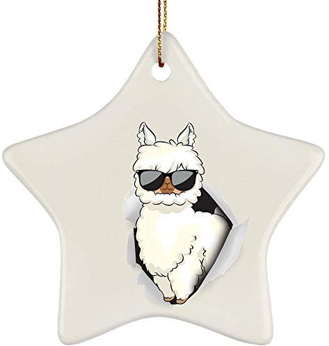 Christbaumschmuck Mit Hanfseil Weihnachtsbaum Deko Keramik Weihnachten Deko Lustiges, Liebenswertes Lama, Das Aus Einer Rissigen Wand Kommt