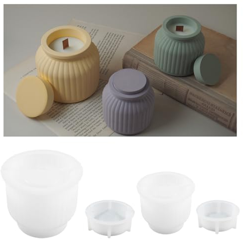 Moule en Silicone Bougeoir,2 Pièces DIY Résine Époxy Moules,Bougeoirs en Silicone avec Couvercle en Silicone pour la Fabrication Artisanale