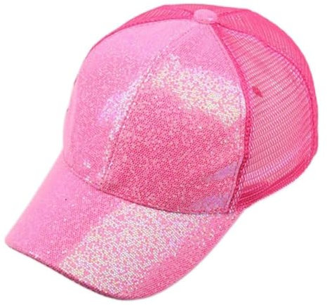 liaddkv Mützen Baseball Snapback unordentliche glänzende Busen Frauen Mütze Pailletten Sonne Shampoo Cap (Hot Pink, 58)