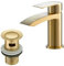 BATHWEST Monobloc Gold Brass Basin Taps with Pop Up Waste and Drain, 882AMGO