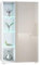 Vladon Vitrine Davos, Made in Germany, Standvitrine mit 3 Glasböden und 8 Fächer inkl. LED, Weiß matt/Sandgrau Hochglanz (71,5 x 134 x 35 cm)