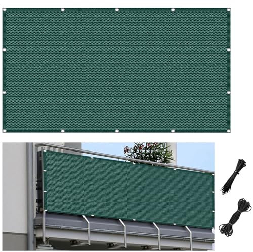 Brise-Vue pour 150 x 860 cm Protection Contre Soleil, Vent, UV Confidentialité Brise-Vent Pare-Soleil avec Œillets pour Jardin, Vert Foncé