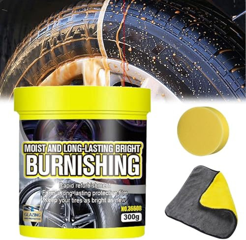 Pâte d'entretien et de revêtement des pneus, brillance permanente des pneus 2024, restaurateur de revêtement de protection des pneus, offre un aspect mouillé haute brillance durable, 300 g (1 pièce)