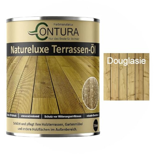 Contura Terrassenöl Holzöl Bangkirai Lärche Douglasie Gartenmöbel Öl Holzschutz Lasur (Douglasie, 750ml.)
