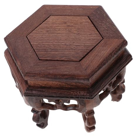 KITANDOVE Support De Plantes Hexagonal en Bois Étagère à Bonsaï Support pour Plantes d 39 Intérieur Base en Bois Robuste Décoration Rustique