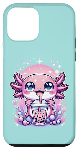 Cute Kawaii Axolotl drinking Boba Tea Anime Case for iPhone 12 mini