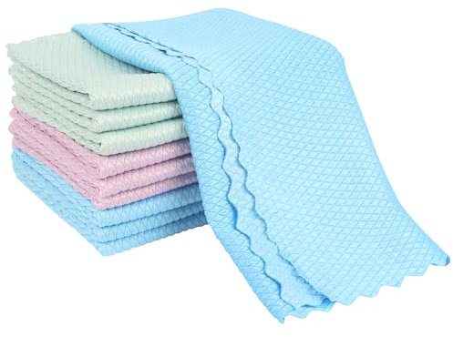 10Pcs Fish Scale Cloth, 30 * 40cm Microfibre Cleaning Cloths, High Absorption Microfiber Polishing Cloth, Easy Clean Nanoscale Cloth Lint Free, No Trace Dish Cleaning Cloths for Windows Glass