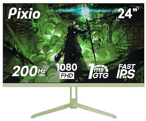Pixio PX248 Wave Mint Green 24 inch 200Hz Refresh Rate FHD 1080p Resolution Fast IPS Panel 1ms GTG Response Time Built-in Speakers Gaming Monitor with Adaptive Sync