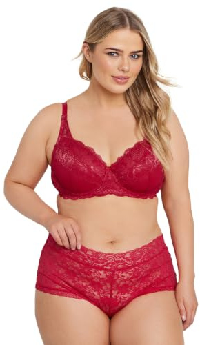 Yours Curve Lace Non-Padded Underwi Bra - Women's - Plus Size Curve Red