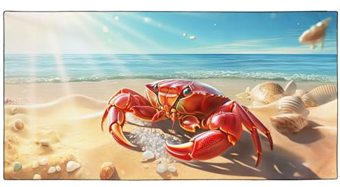YISUMEI Mikrofaser Strandtuch Bedruckt mit Krabben, Weich Leicht Sandfest Schnelltrocknendes Handtuch, Übergröße XXL 180 x 90 cm